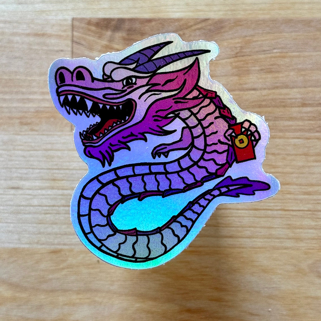 DRAGON STICKER - PINK HOLO